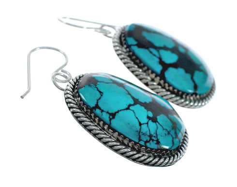 Navajo Turquoise Sterling Silver Hook Dangle Earrings X11017